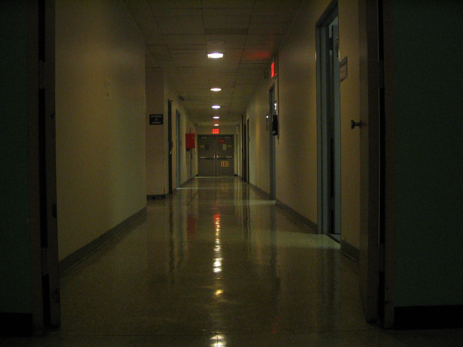 Empty school hallway
